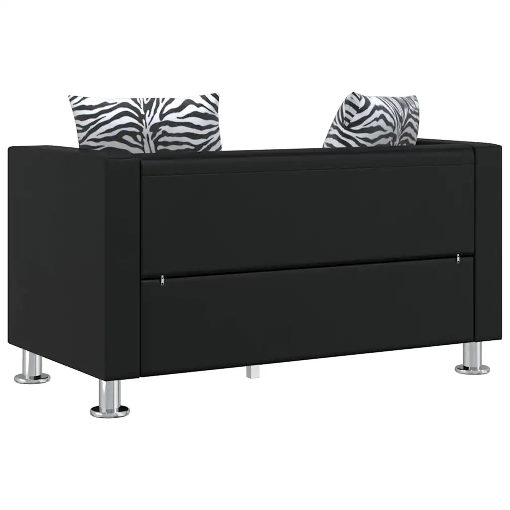 Set Divani a 3 e a 2 Posti in Similpelle Nero