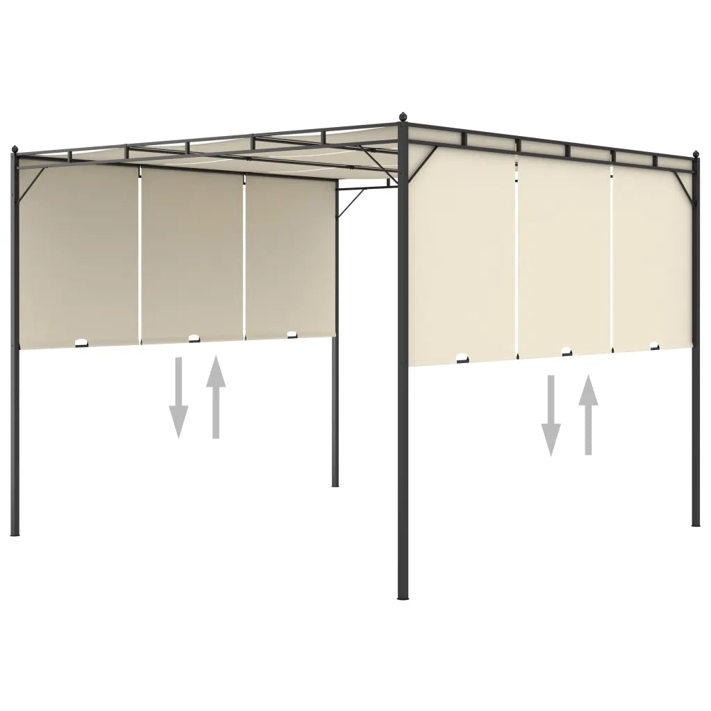 Gazebo da Giardino con Tenda Laterale-Tenda da giardino 3x3x2,25m Crema