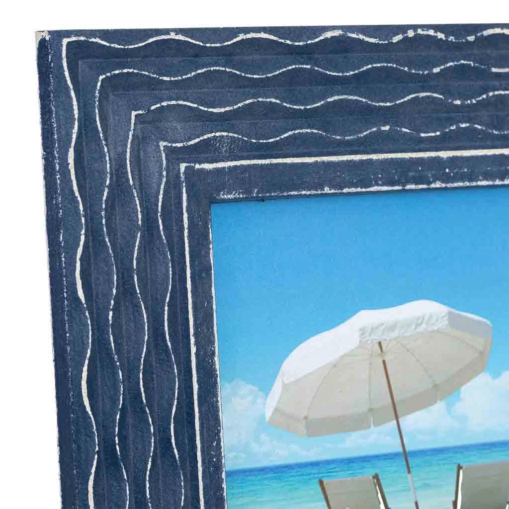 Cornice portafoto in legno blu, 19 x 16 cm (altezza), 25.5x1.5x20.5 cm (altezza)