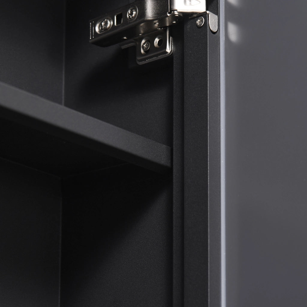 Armadietto bagno sospeso con specchio nero 40x15x60 cm