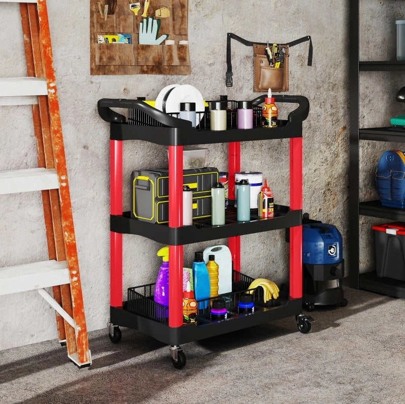 CARRELLO DA OFFICINA 83x43x97 cm Nero in plastica