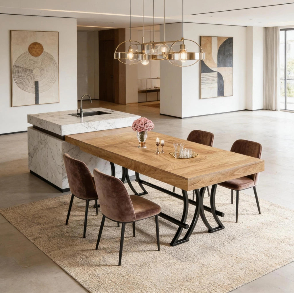 Tavolo bar 160 cm in MDF e metallo nero/marrone