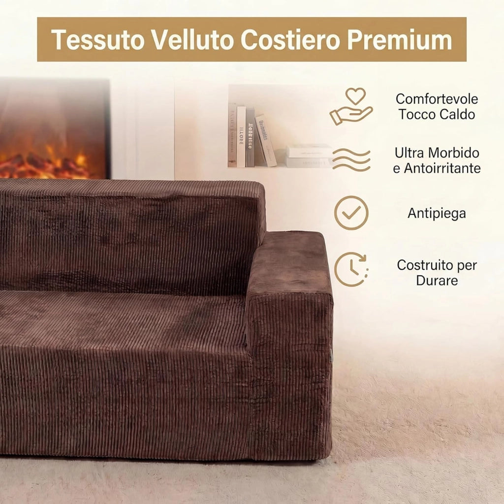 Divano Letto 3 Posti, Divano in Tessuto di Velluto Morbido con Comodi Braccioli, Rivestimento Sfoderabile e Lavabile, Base Antiscivolo, per Soggiorno, Camera da Letto, senza Installazione