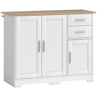 Credenza Moderna Buffet 100x40x78 cm con 2 Cassetti e 2 Armadietti in Legno Bianco e color Legno