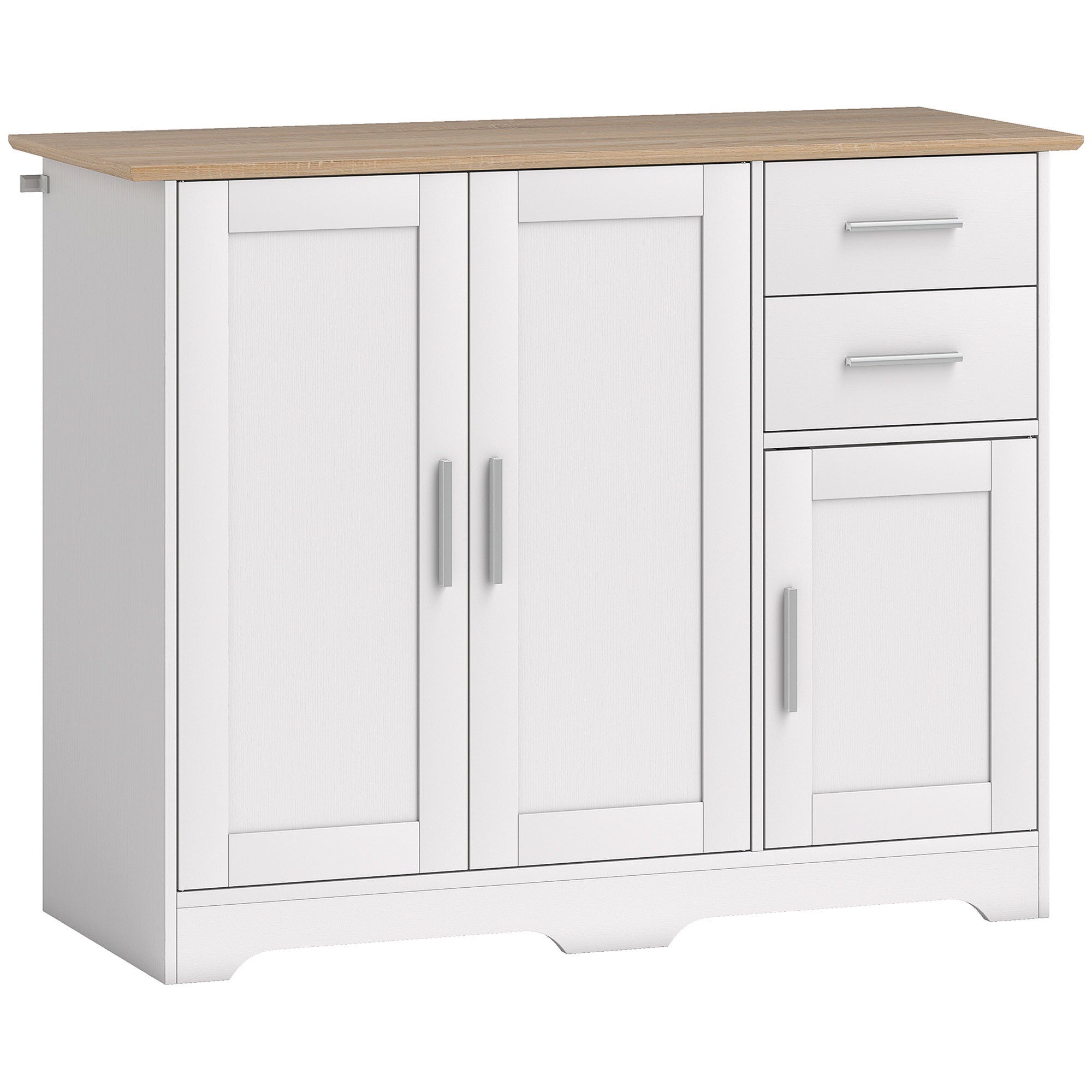 Credenza Moderna Buffet 100x40x78 cm con 2 Cassetti e 2 Armadietti in Legno Bianco e color Legno