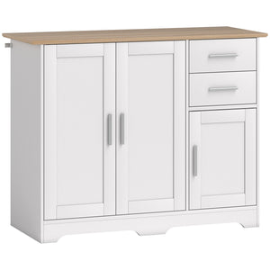 Credenza Moderna Buffet 100x40x78 cm con 2 Cassetti e 2 Armadietti in Legno Bianco e color Legno