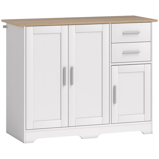 Credenza Moderna Buffet 100x40x78 cm con 2 Cassetti e 2 Armadietti in Legno Bianco e color Legno