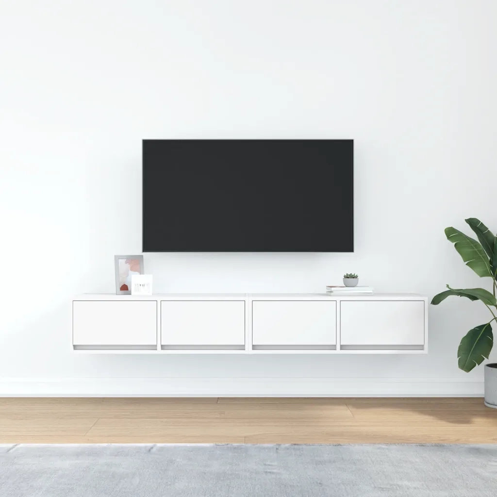 vidaXL Mobili TV a Parete 2pz Bianchi 80x31x25,5 cm Legno Multistrato