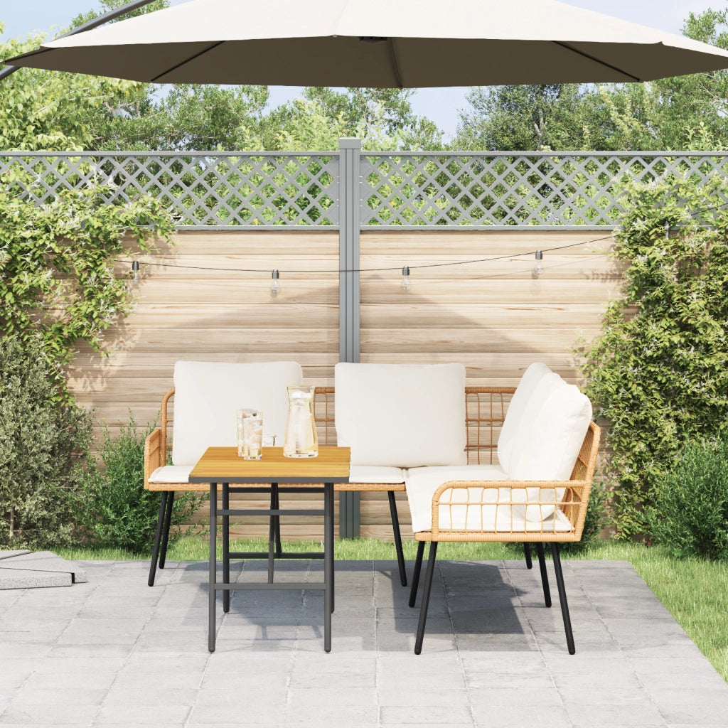 Set di divani da giardino a 2 pezzi con cuscini in rattan naturale