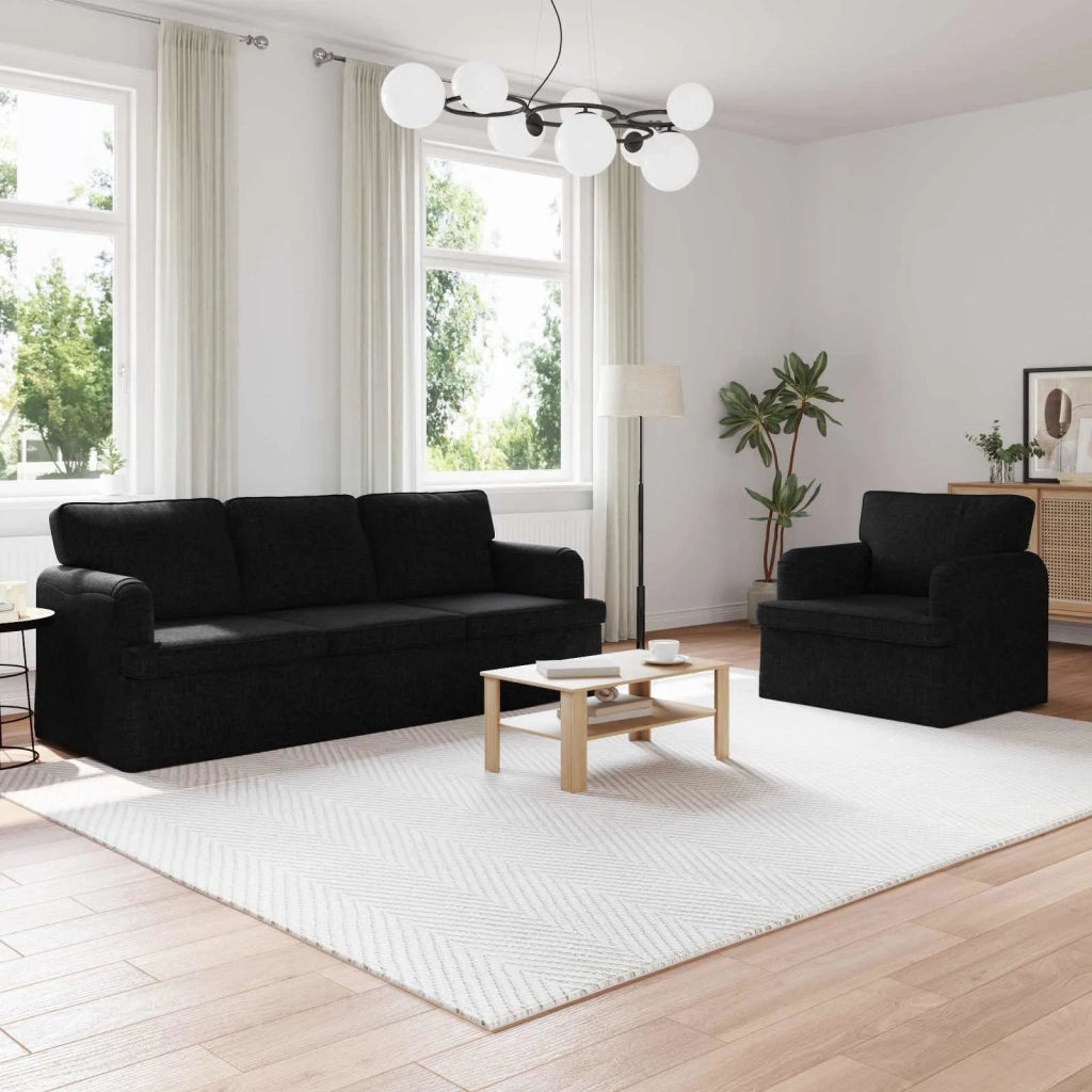 Set di divani 2 pcs Nero 201 x 80 x 85 cm Tessuto