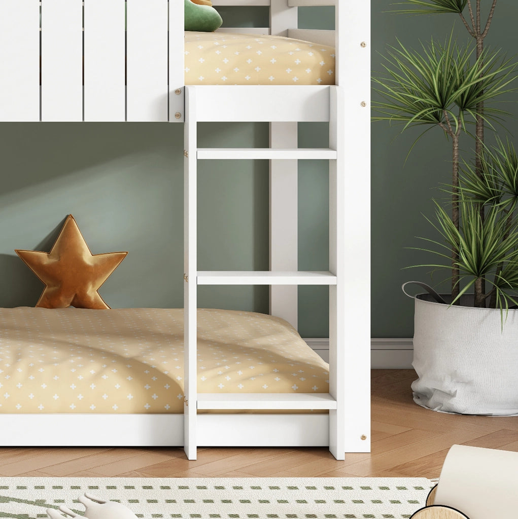 Letto a soppalco per bambini 90x200 cm con design casetta e scala