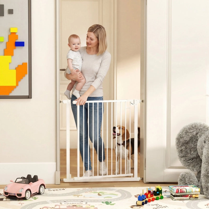 Cancelletto di sicurezza per scale, senza foratura, con chiusura automatica per bambini, cucina, scale, 76-80 x 76 cm, bianco