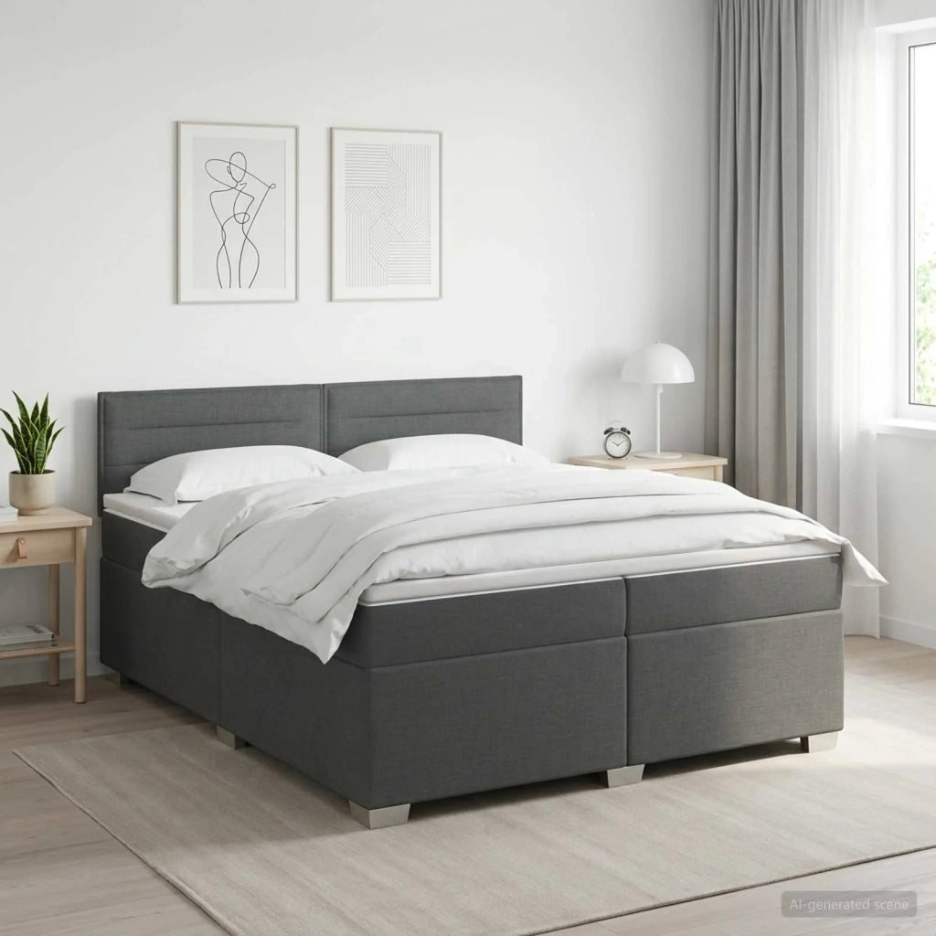 Letto con Box Spring, Materasso e LED Grigio Scuro 200 x 200 cm 3452016