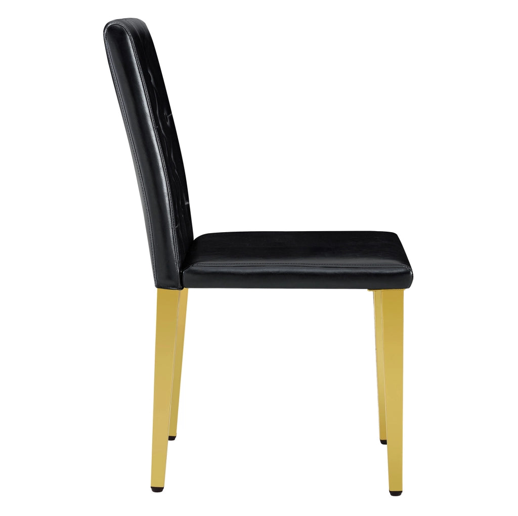 Set di 4 sedie da pranzo in PU nero con gambe oro