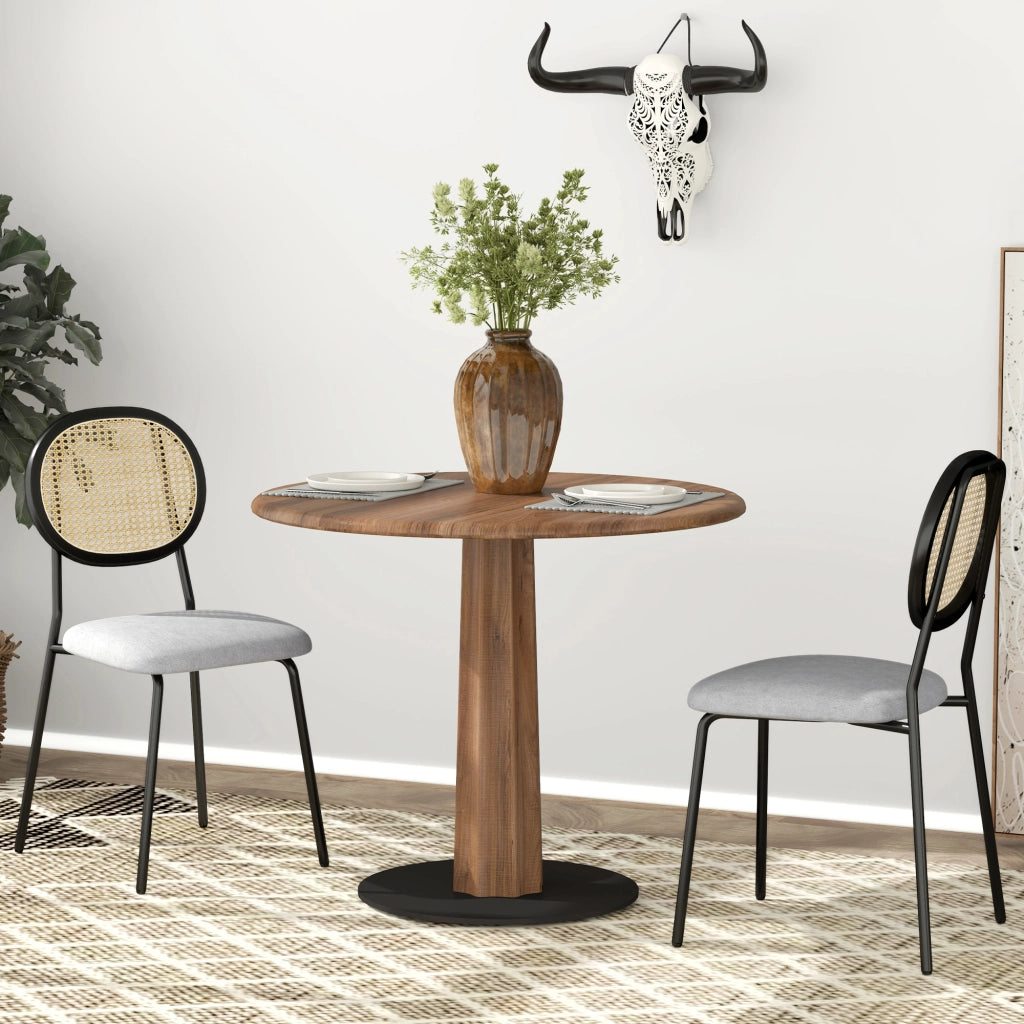 Sedia da pranzo con schienale in rattan e tessuto ¨C zephmum ¨C grigio 44x54x87 cm