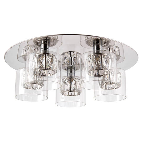 Plafoniera rotonda cromo cristallo 5xG9 Endon Verina