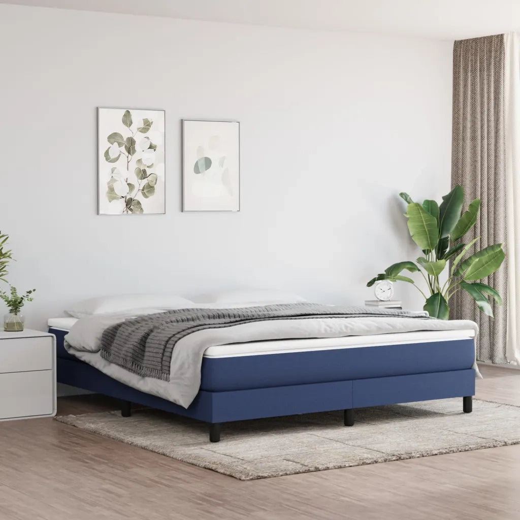 Struttura Letto a Rete a Molle Blu 160x200 cm in Tessuto 3120530