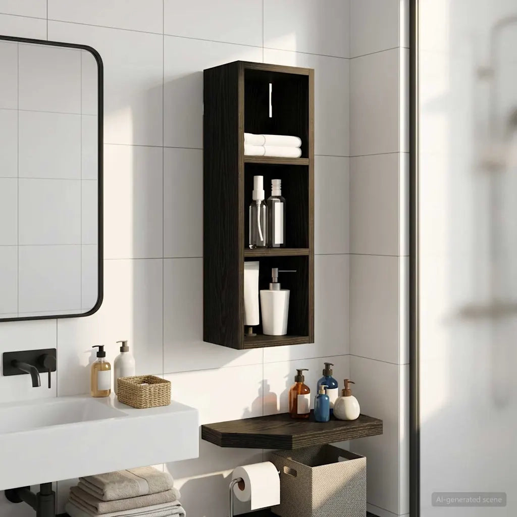 Armadio da bagno a muro Rovere Nero 20 x 16 x 62,5 cm 889304