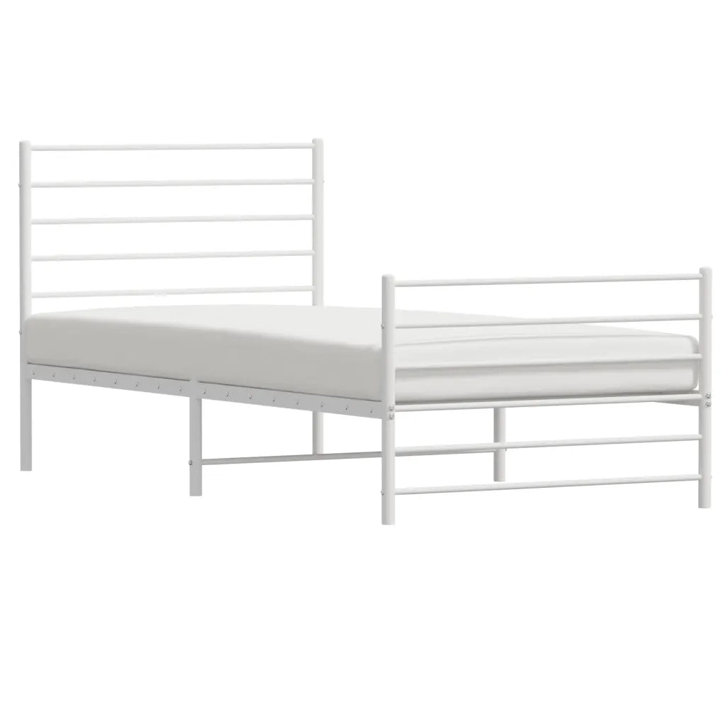Giroletto con Testiera e Pediera Metallo Bianco 107x203 cm 352382
