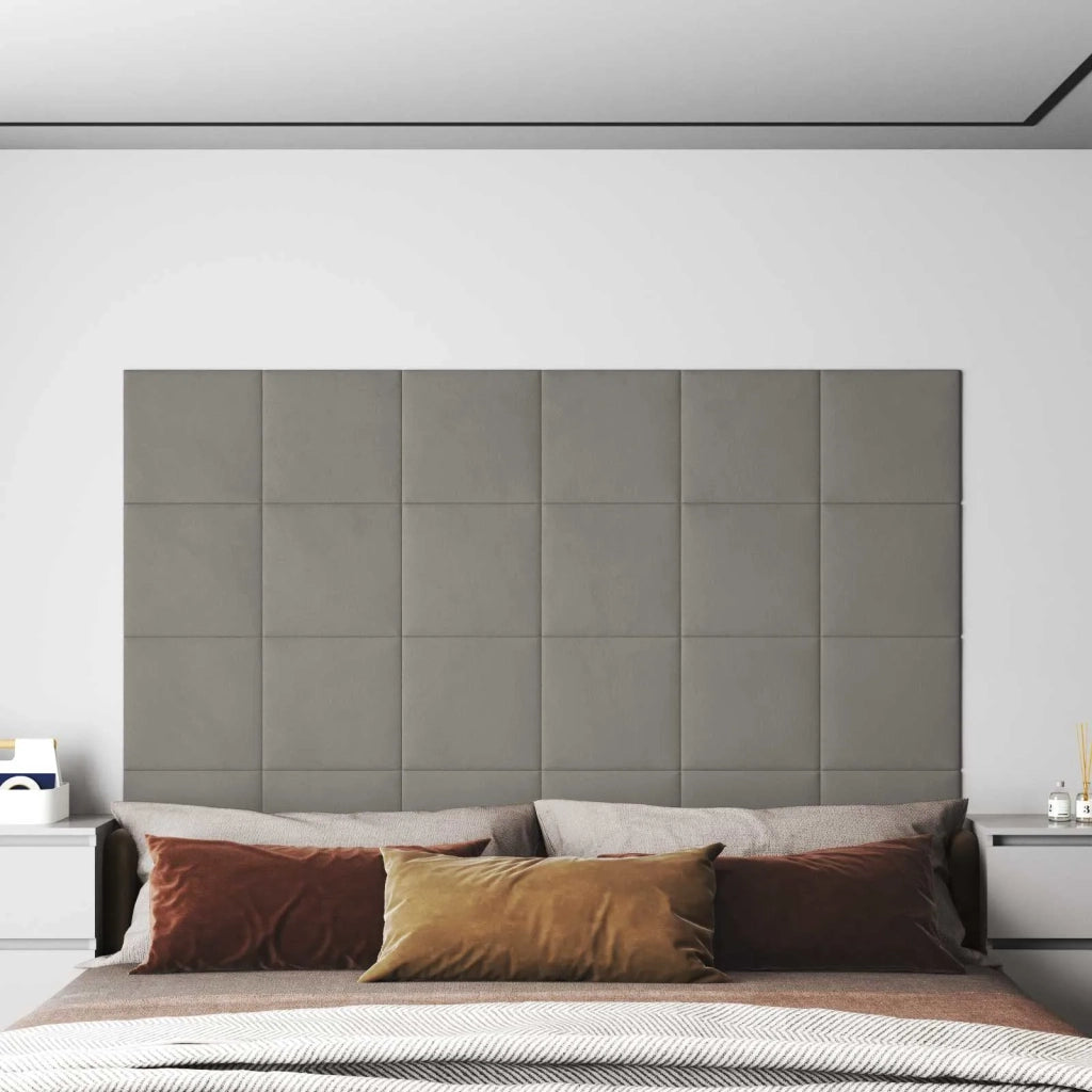 Testiera da Parete 12 pcs Grigio chiaro 30 x 30 cm Velluto 4008327