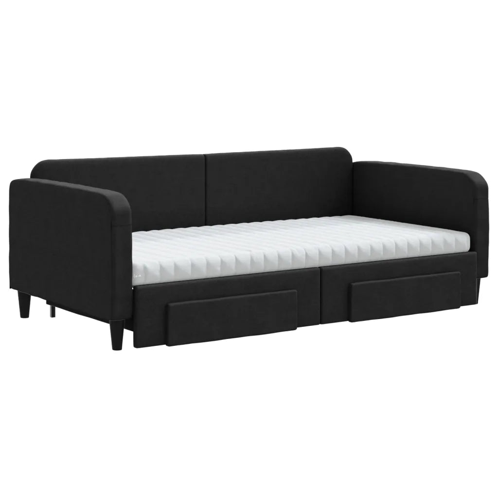 Divano Letto Estraibile con Cassetti Nero 100x200 cm in Tessutocod mxl 87755