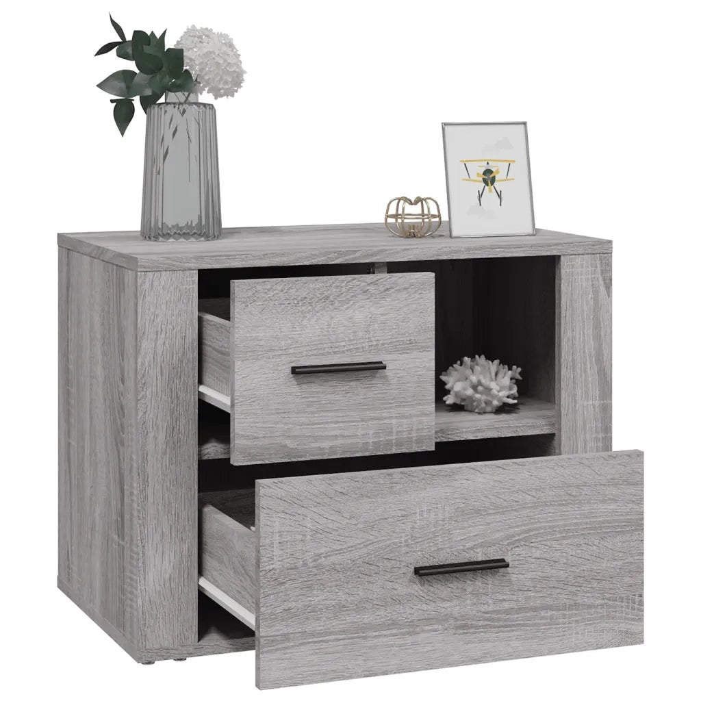 Comodino-Tavolino da notte Grigio Sonoma 60x36x45 cm in Legno Multistrato