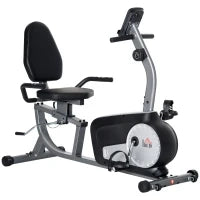 Cyclette Orizzontale Recumbent con 8 Livelli di Resistenza, Schermo LCD e Seduta Regolabile, 122-137x62x103 cm