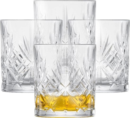 Set di tumbler whisky cristallo - set da 4 - relief - lavabile in lavastoviglie - vetro cristallo