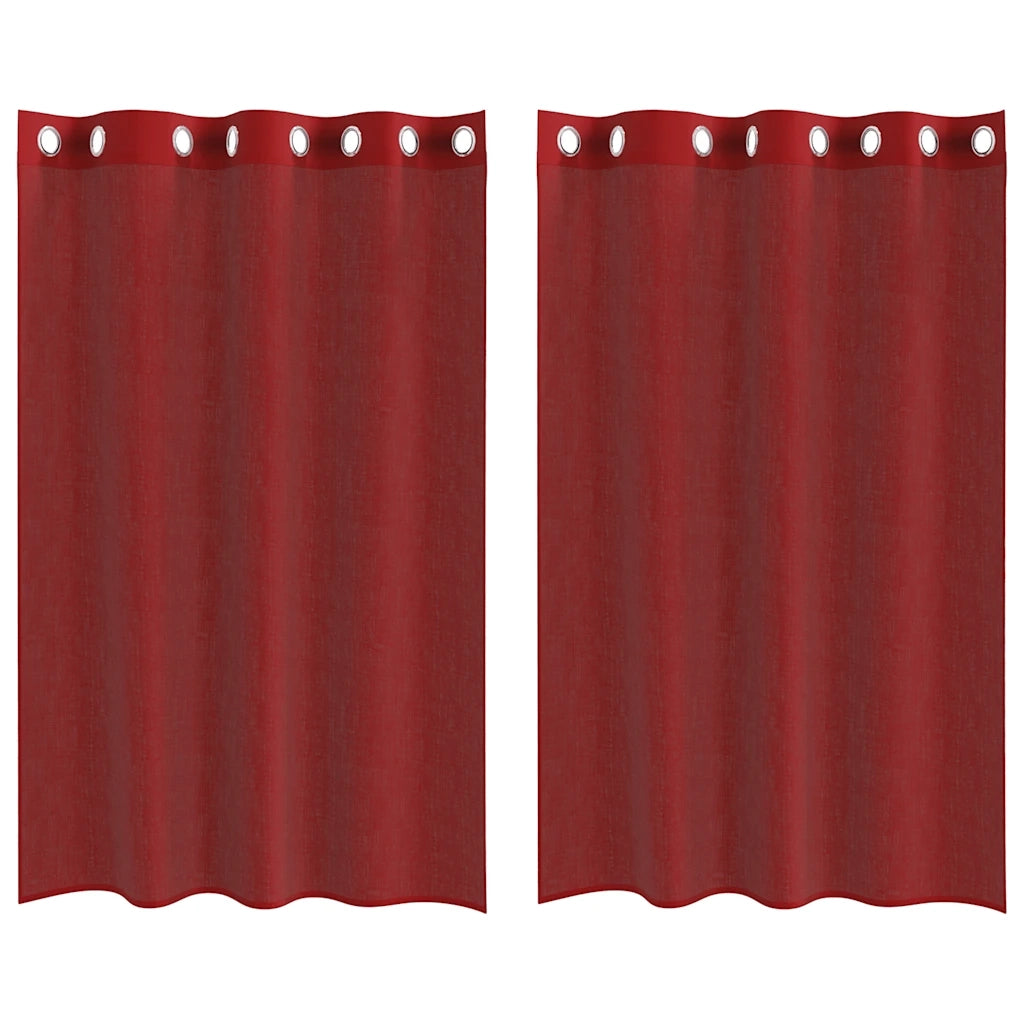 Tende in Voile con Occhielli 2 pz Rosso Vino 4102156