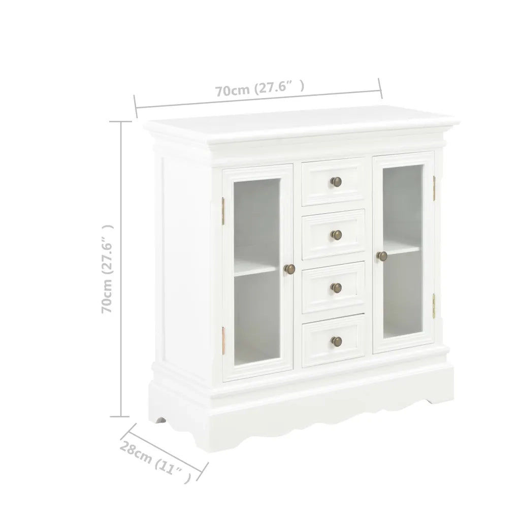 Credenza Bianca 70x28x70 cm in Legno Massello di Pino 280027
