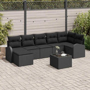 Set di divani con cuscino 8 pcs Nero polyrattan