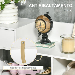 Mobile Scarpiera 88x30x93 cm 12 Paia di Scarpe 1 Cassetto Bianco