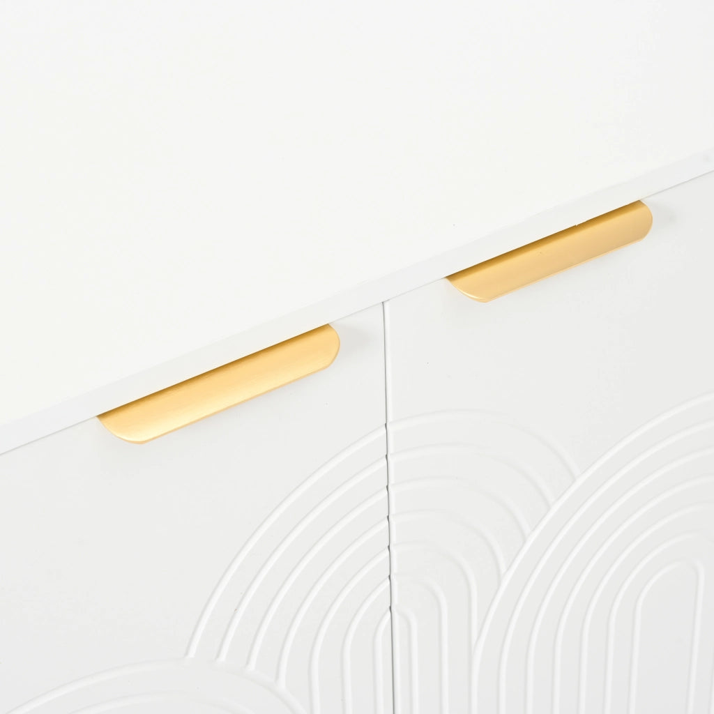 Credenza con 4 ante e ripiani regolabili; soft-close - per soggiorno - bianco