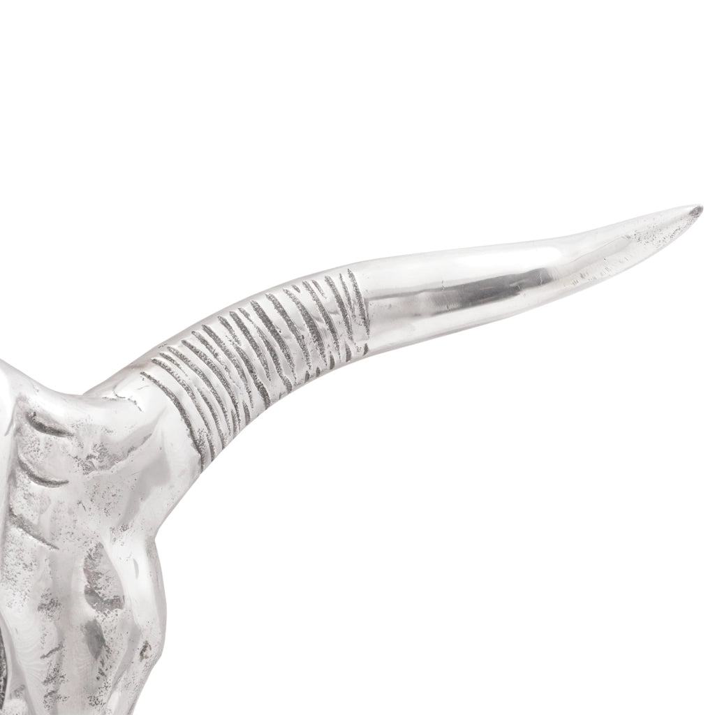 Teschio di Toro da Parete Argento 49x10x36 cm Alluminio