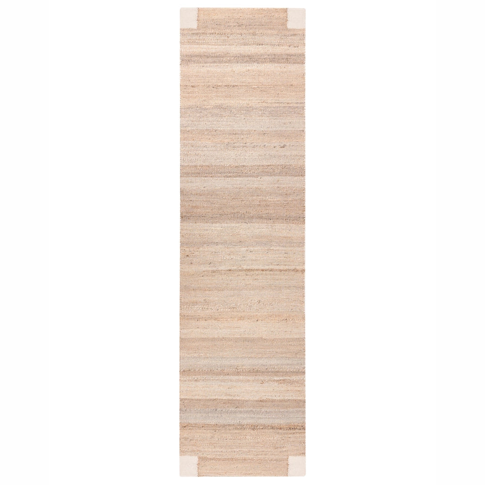 Tappeto beige e verde in juta 80 x 300 cm Rettangolare Tessuto Stile rustico Soggiorno Camera da letto