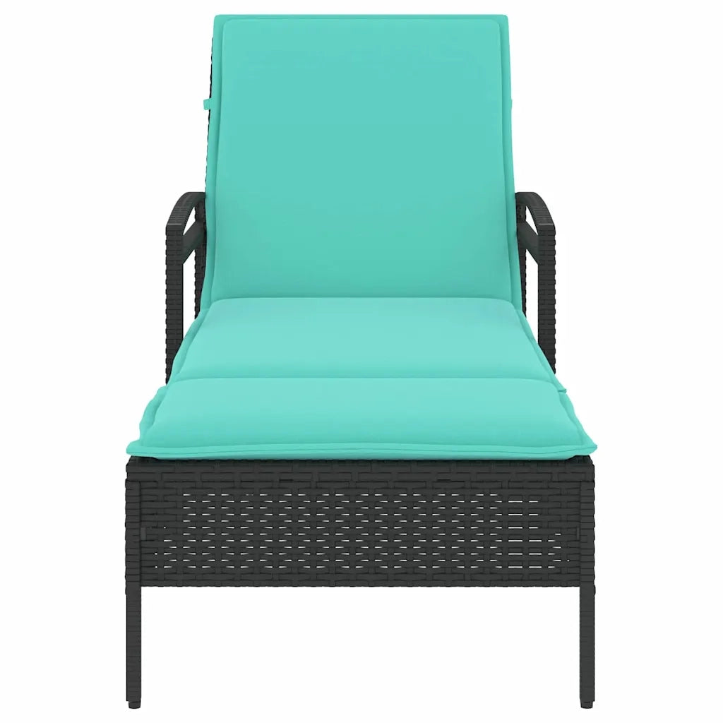vidaXL Lettino prendisole con cuscino nero 63x200x81 cm in polyrattan (solo USA)