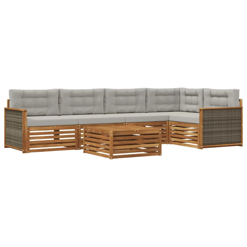 Set di divani da esterno 6 pz Naturale e Grigio Chiaro 3383379