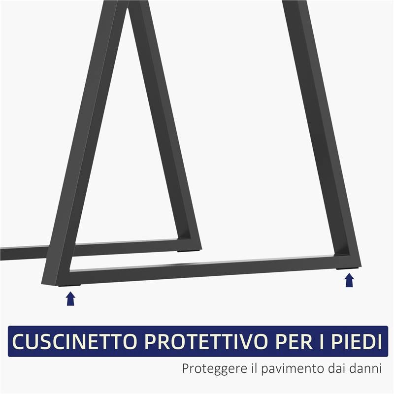 SET 2 GAMBE PER TAVOLO TRAPEZOIDALI IN ACCIAIO CON 6 FORI E 12 VITI 70X5X72 CM NERO