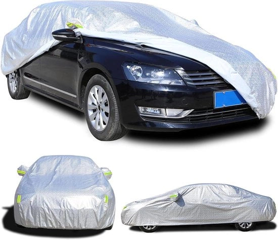 Telo impermeabile per auto 480 x 180 x 150 cm Copertura universale esterna invernale per garage a prova di polvere protezione UV 2,1kg Argento