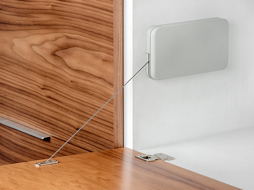 Meccanismo per Ante a Ribalta Miniwinch con Tappo Forza 14 Kg Plastica Grigia Emuca