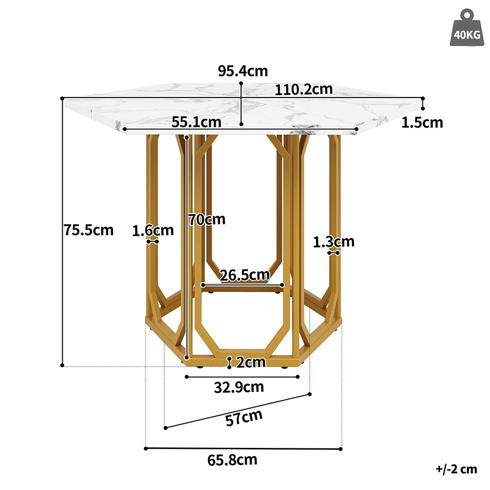 Tavolo esagonale - Xylo - marmo oro gambe metallo