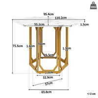 Tavolo esagonale - Xylo - marmo oro gambe metallo