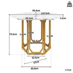 Tavolo esagonale - Xylo - marmo oro gambe metallo