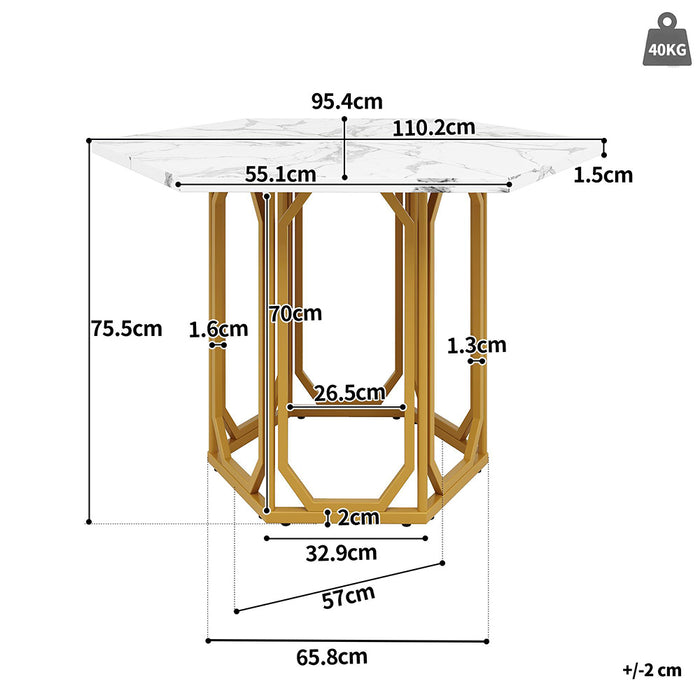 Tavolo esagonale - Xylo - marmo oro gambe metallo