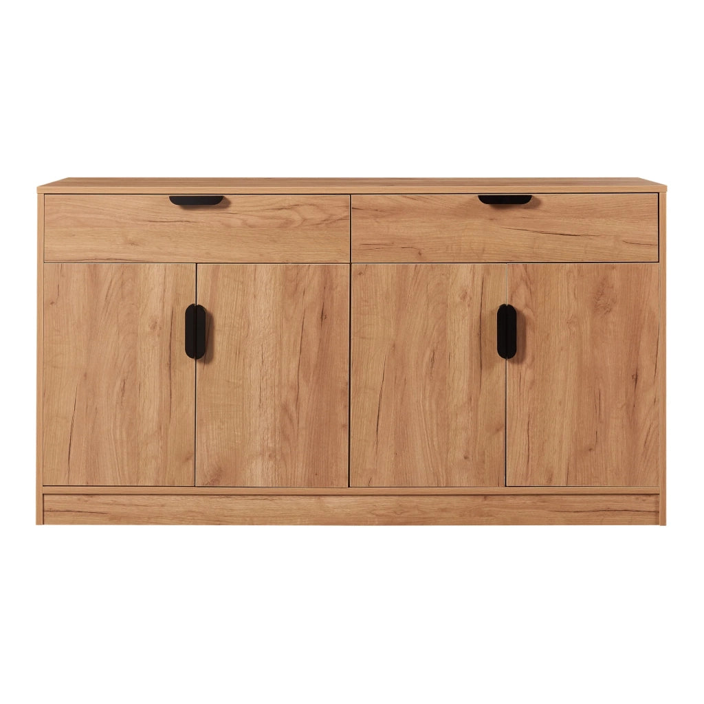 Credenza cassettiera mobile contenitore per soggiorno ingresso camera da letto MDF 75 x 140 x 40 cm effetto rovere 03_0009047