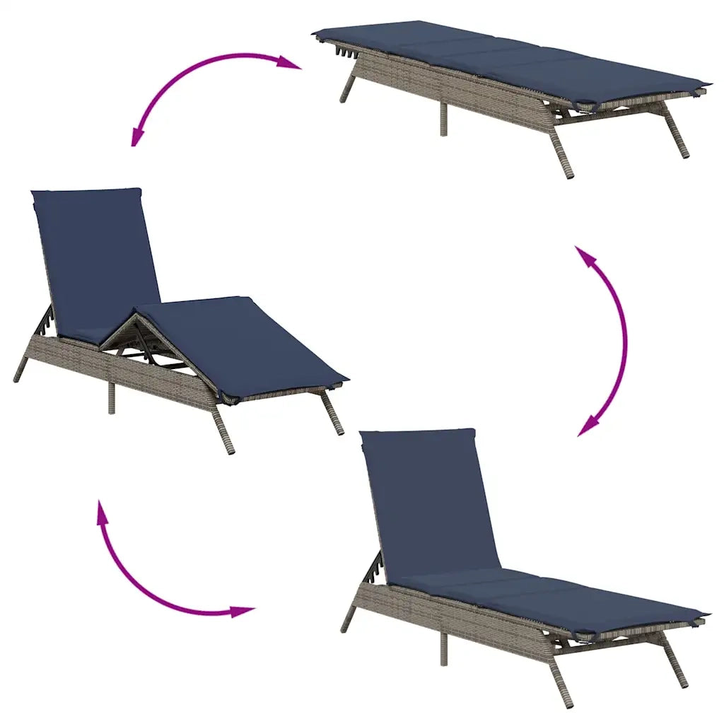 Lettini Prendisole 2 pz con Tavolino Grigio in Polyrattan 4002716