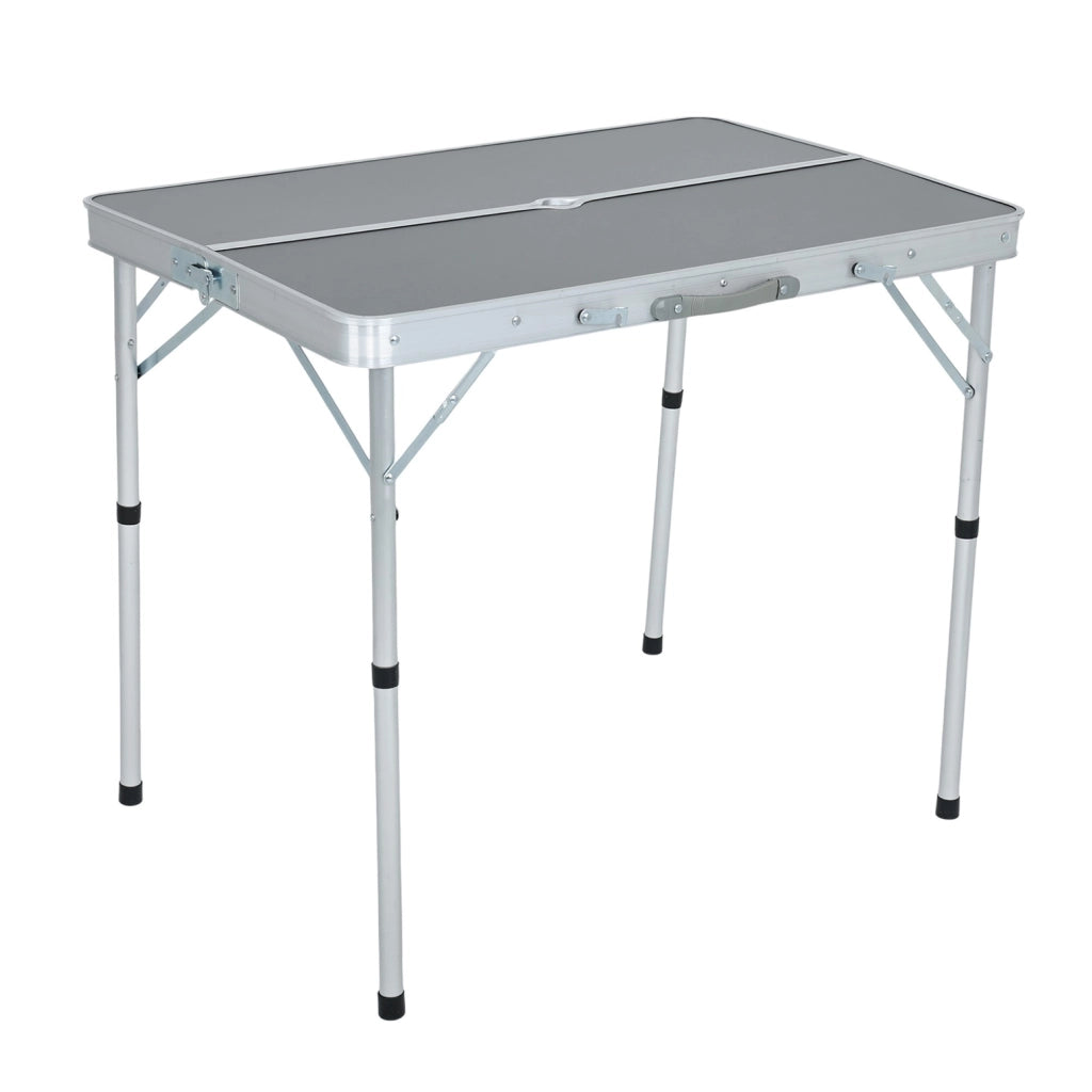 Tavolo da Campeggio ROI con 2 Panche Pieghevoli, Colore Grigio