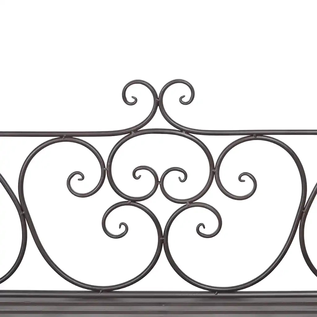 Panchina da Giardino 132 cm in Acciaio Stile Anticato Marrone 40716