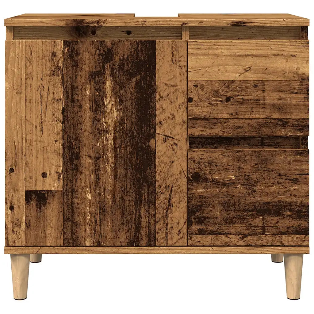 Mobiletto lavabo vintage 65 x 33 x 60 cm ampio e comodo vano contenitore legno composito finitura effetto legno anticato 02_0051046