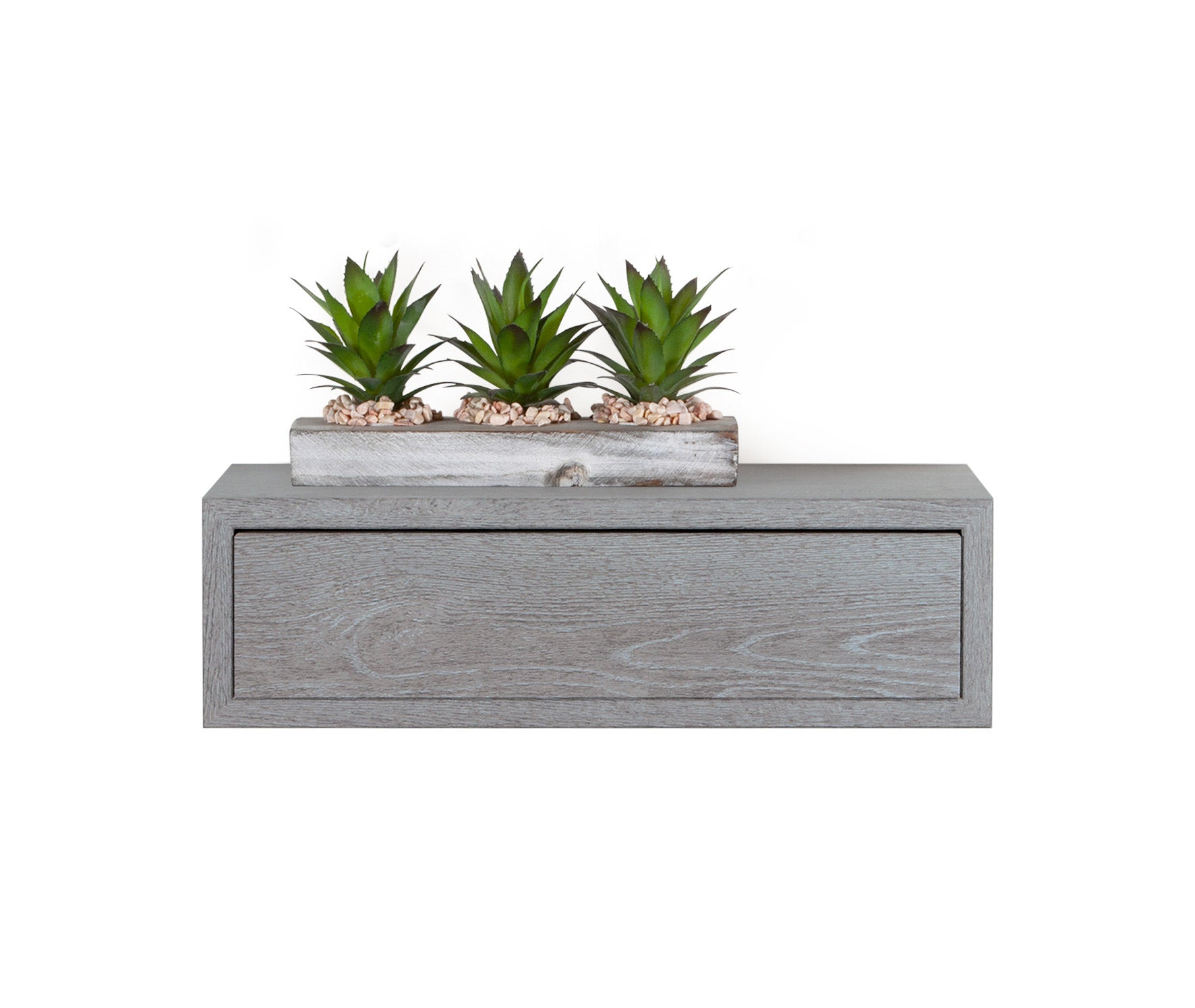 Mensola da Parete 1 Cassetto 45x13,4x20 cm in Fibra di Legno Lego Rovere Grigio New